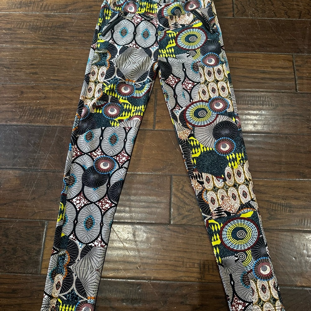 Coco + Carmen Geometric Womens Leggings - Black,‎ Yellow, Blue Stretchy L